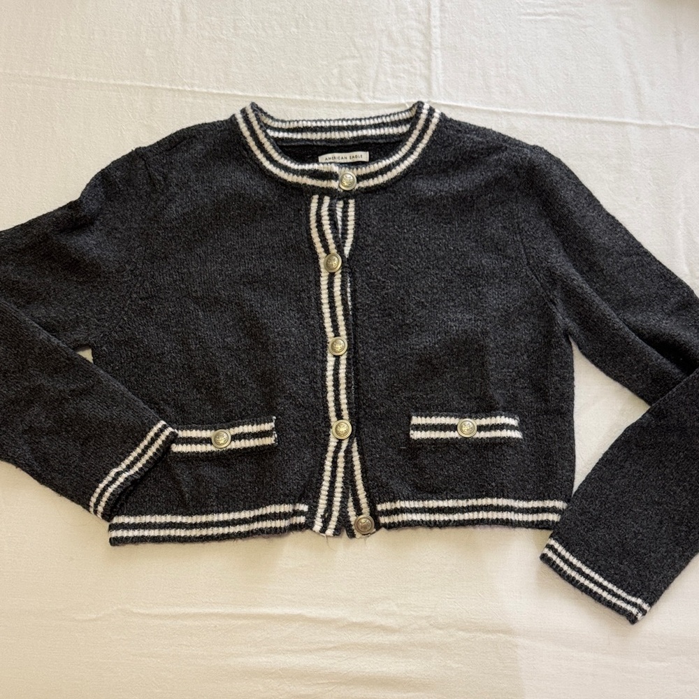 Dark Gray and White Women's Sweater